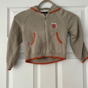 Burberry Boy's Tan and Orange Zip Up Sweater Hoodie Size 4